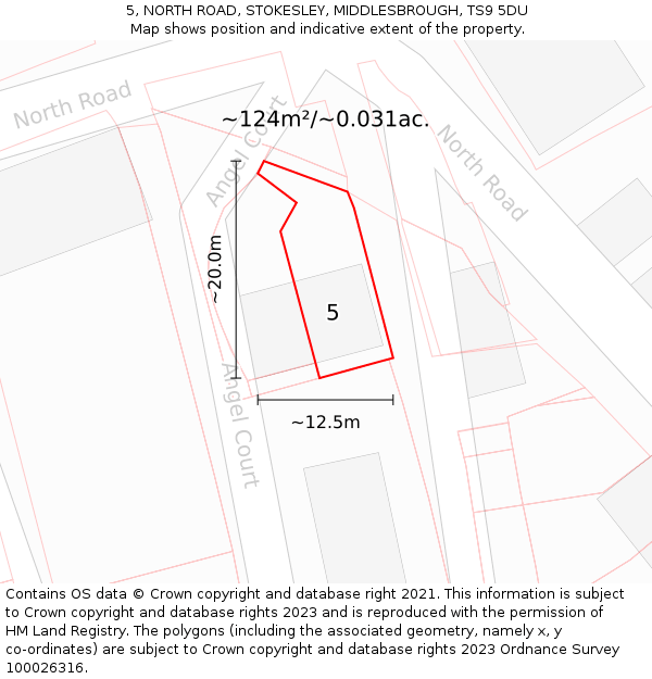 5, NORTH ROAD, STOKESLEY, MIDDLESBROUGH, TS9 5DU: Plot and title map