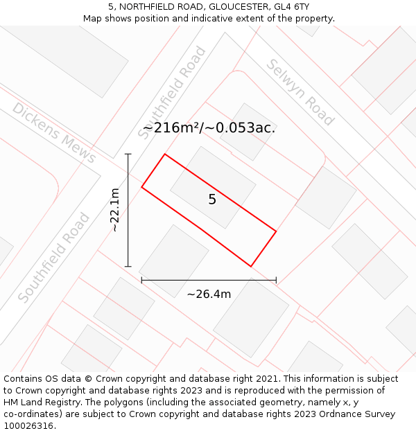 5, NORTHFIELD ROAD, GLOUCESTER, GL4 6TY: Plot and title map