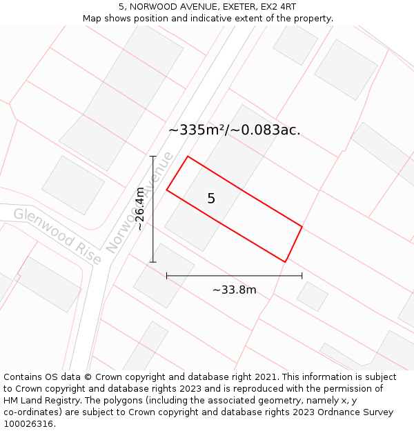 5, NORWOOD AVENUE, EXETER, EX2 4RT: Plot and title map