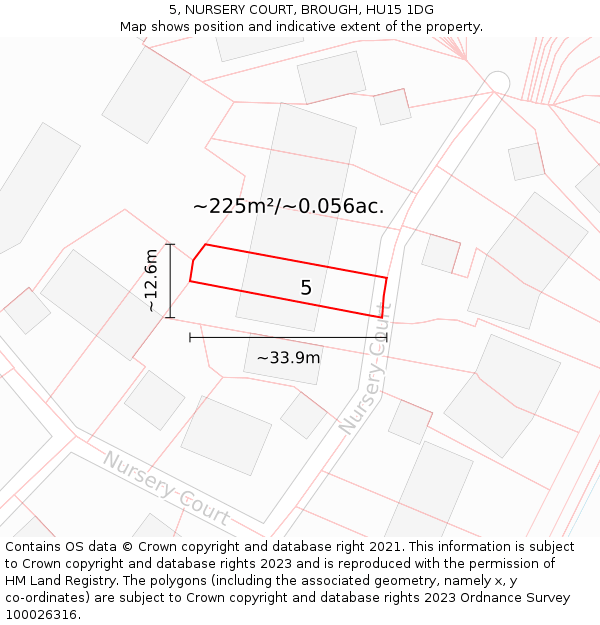 5, NURSERY COURT, BROUGH, HU15 1DG: Plot and title map