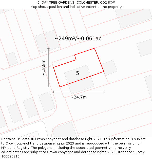 5, OAK TREE GARDENS, COLCHESTER, CO2 8XW: Plot and title map