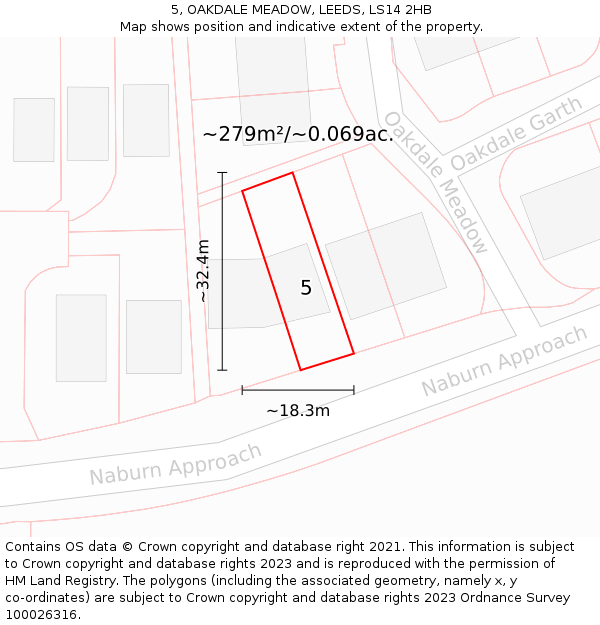 5, OAKDALE MEADOW, LEEDS, LS14 2HB: Plot and title map
