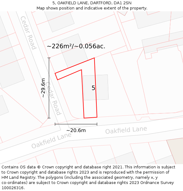 5, OAKFIELD LANE, DARTFORD, DA1 2SN: Plot and title map