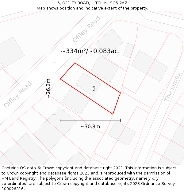 5, OFFLEY ROAD, HITCHIN, SG5 2AZ: Plot and title map