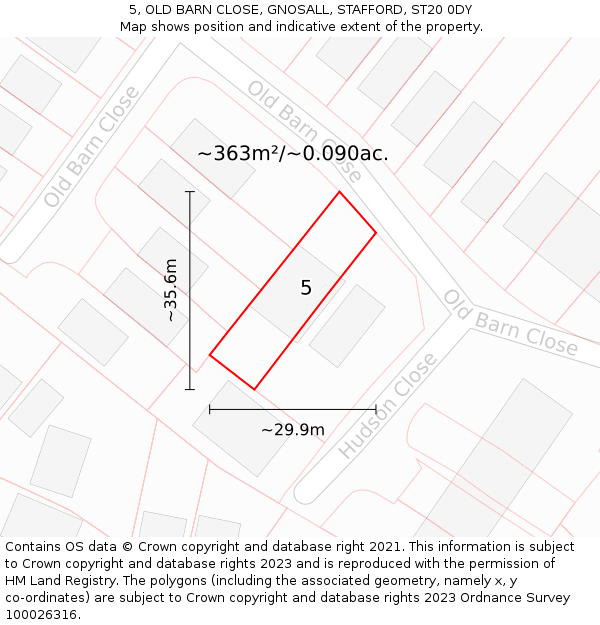 5, OLD BARN CLOSE, GNOSALL, STAFFORD, ST20 0DY: Plot and title map