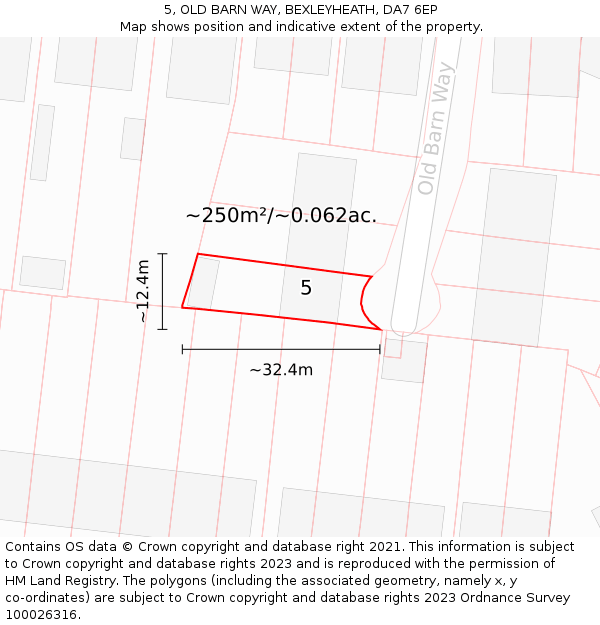 5, OLD BARN WAY, BEXLEYHEATH, DA7 6EP: Plot and title map