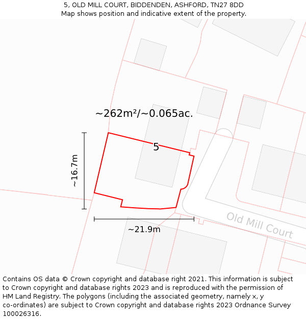 5, OLD MILL COURT, BIDDENDEN, ASHFORD, TN27 8DD: Plot and title map