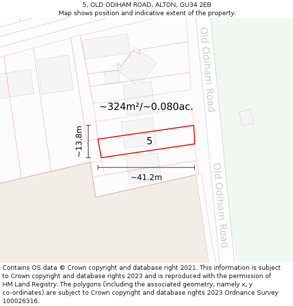 5, OLD ODIHAM ROAD, ALTON, GU34 2EB: Plot and title map