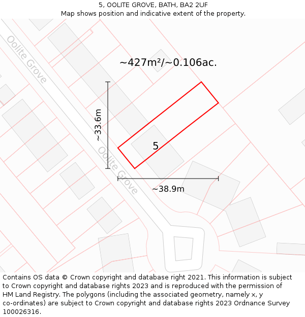 5, OOLITE GROVE, BATH, BA2 2UF: Plot and title map