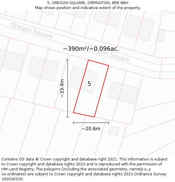 5, OREGON SQUARE, ORPINGTON, BR6 8BH: Plot and title map