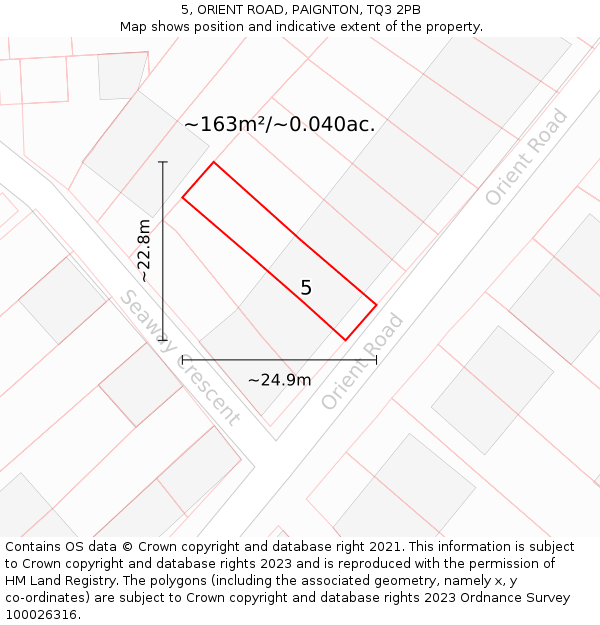 5, ORIENT ROAD, PAIGNTON, TQ3 2PB: Plot and title map