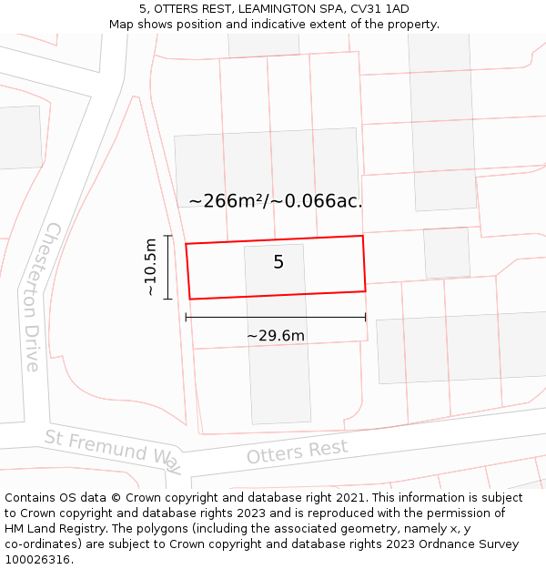 5, OTTERS REST, LEAMINGTON SPA, CV31 1AD: Plot and title map