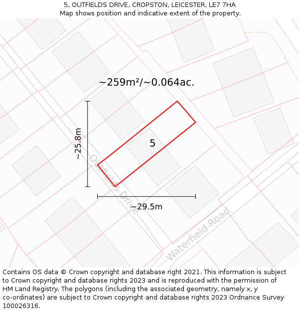 5, OUTFIELDS DRIVE, CROPSTON, LEICESTER, LE7 7HA: Plot and title map