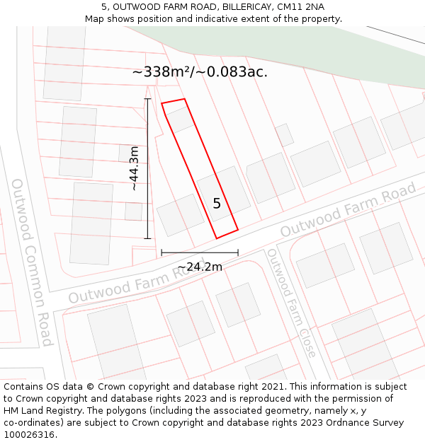 5, OUTWOOD FARM ROAD, BILLERICAY, CM11 2NA: Plot and title map