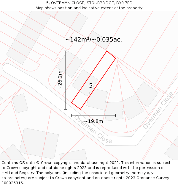 5, OVERMAN CLOSE, STOURBRIDGE, DY9 7ED: Plot and title map