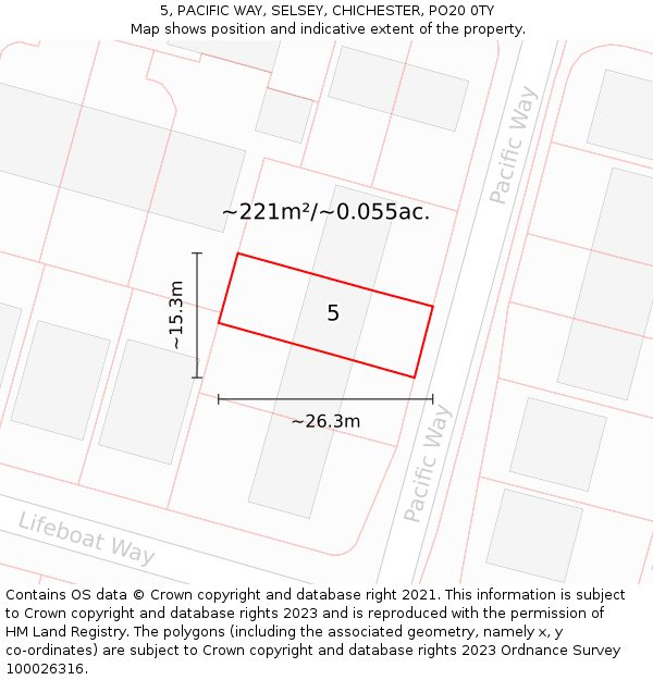 5, PACIFIC WAY, SELSEY, CHICHESTER, PO20 0TY: Plot and title map