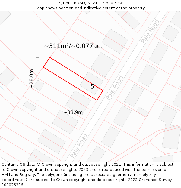 5, PALE ROAD, NEATH, SA10 6BW: Plot and title map