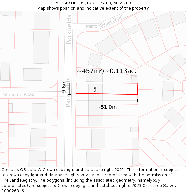 5, PARKFIELDS, ROCHESTER, ME2 2TD: Plot and title map