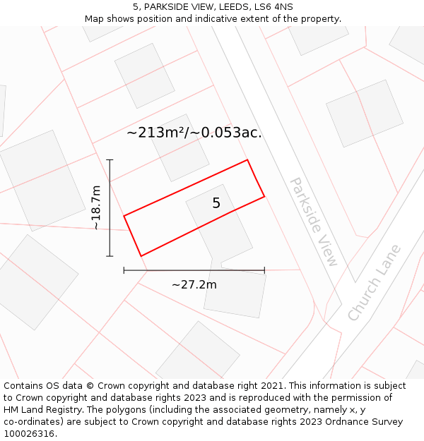 5, PARKSIDE VIEW, LEEDS, LS6 4NS: Plot and title map