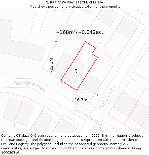 5, PARKVIEW WAY, EPSOM, KT19 8FA: Plot and title map
