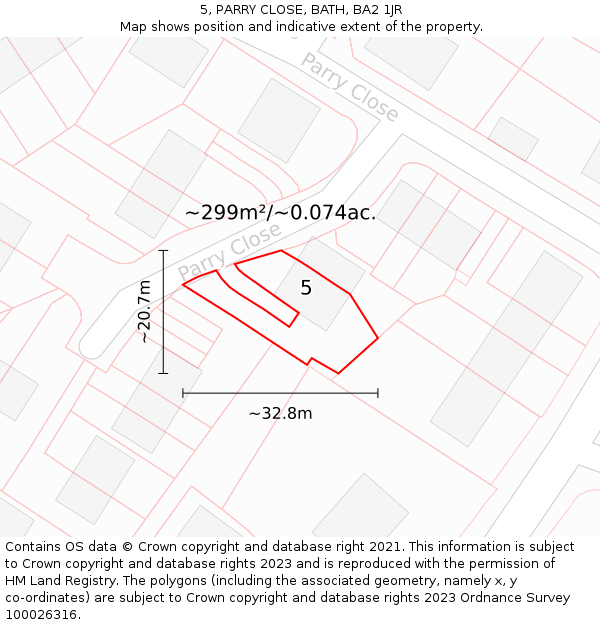 5, PARRY CLOSE, BATH, BA2 1JR: Plot and title map