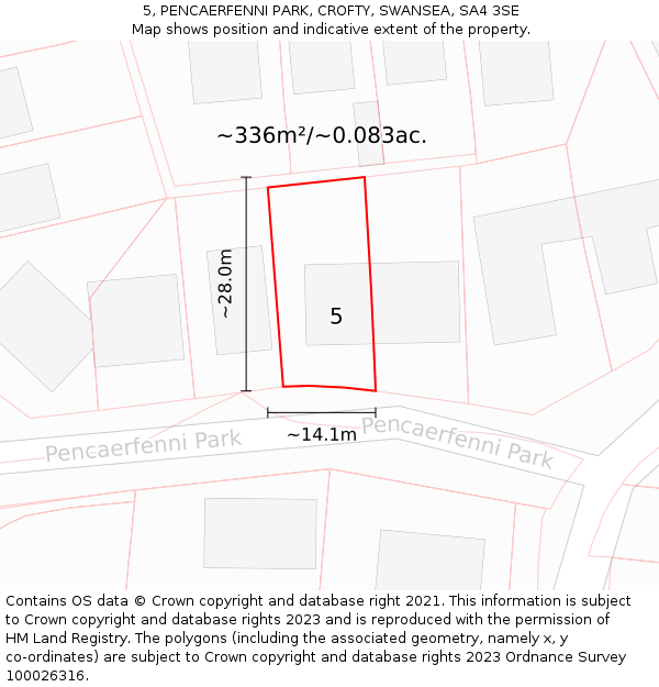 5, PENCAERFENNI PARK, CROFTY, SWANSEA, SA4 3SE: Plot and title map