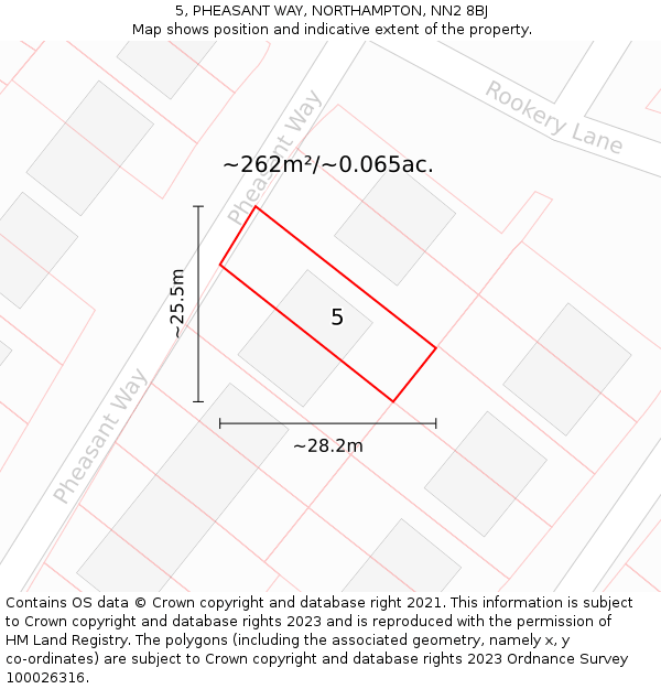 5, PHEASANT WAY, NORTHAMPTON, NN2 8BJ: Plot and title map