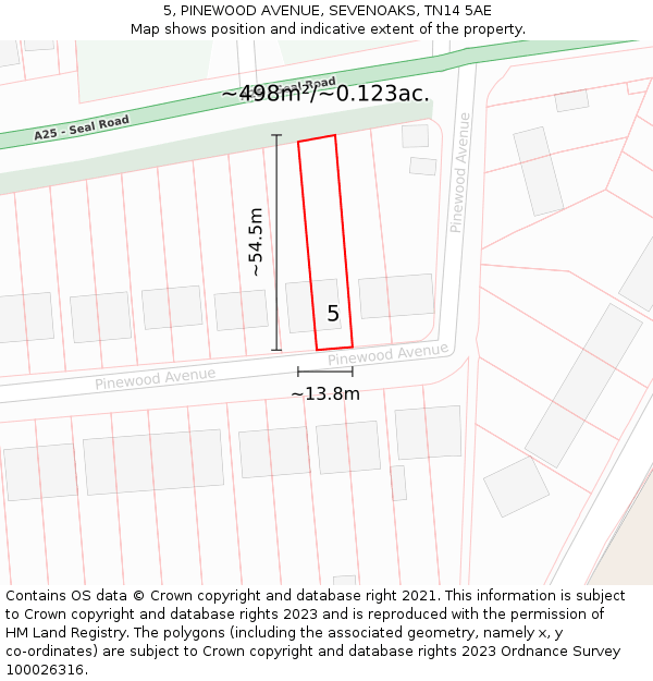 5, PINEWOOD AVENUE, SEVENOAKS, TN14 5AE: Plot and title map