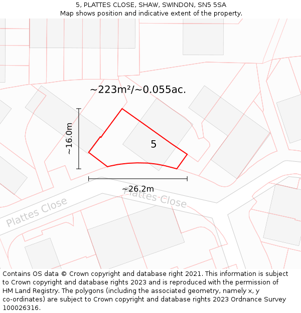 5, PLATTES CLOSE, SHAW, SWINDON, SN5 5SA: Plot and title map