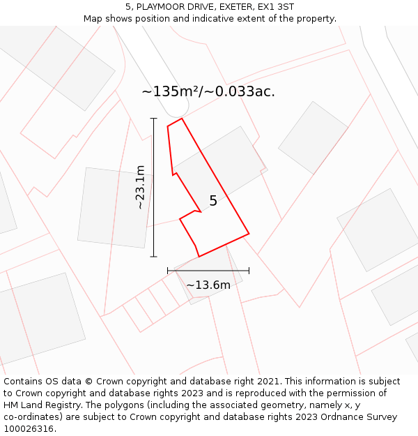 5, PLAYMOOR DRIVE, EXETER, EX1 3ST: Plot and title map