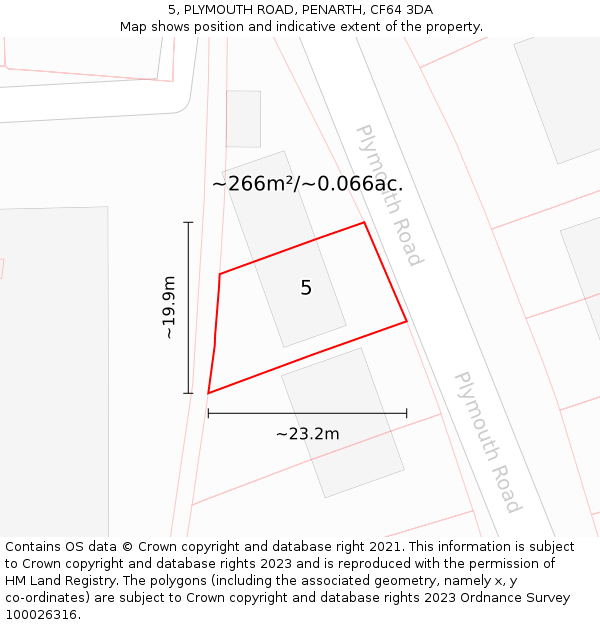 5, PLYMOUTH ROAD, PENARTH, CF64 3DA: Plot and title map