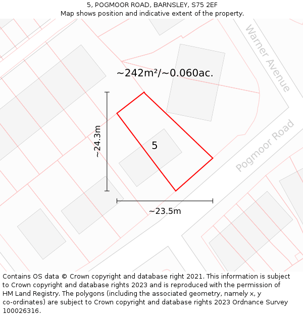 5, POGMOOR ROAD, BARNSLEY, S75 2EF: Plot and title map