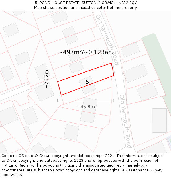 5, POND HOUSE ESTATE, SUTTON, NORWICH, NR12 9QY: Plot and title map