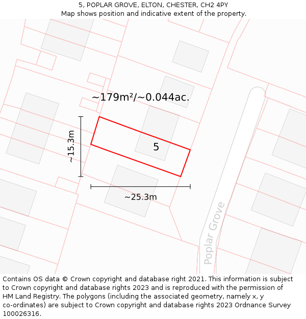 5, POPLAR GROVE, ELTON, CHESTER, CH2 4PY: Plot and title map