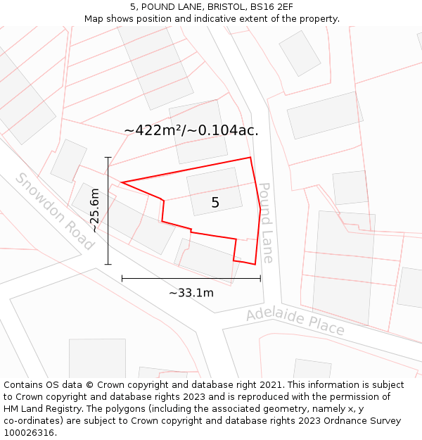 5, POUND LANE, BRISTOL, BS16 2EF: Plot and title map