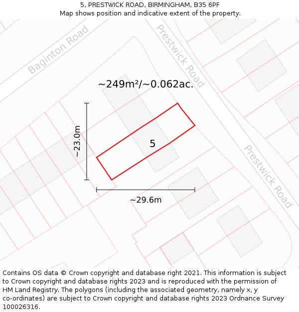 5, PRESTWICK ROAD, BIRMINGHAM, B35 6PF: Plot and title map