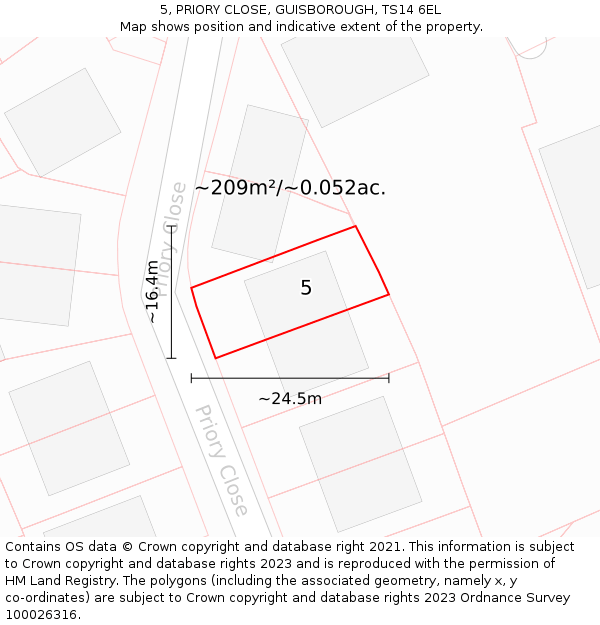 5, PRIORY CLOSE, GUISBOROUGH, TS14 6EL: Plot and title map