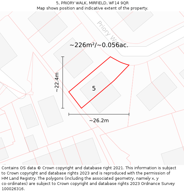 5, PRIORY WALK, MIRFIELD, WF14 9QR: Plot and title map