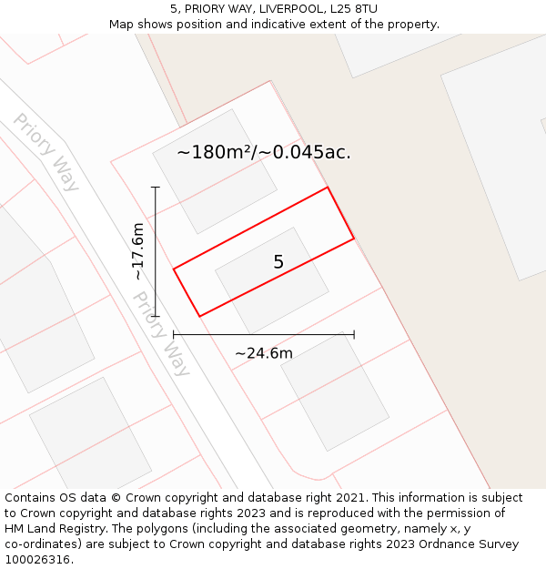 5, PRIORY WAY, LIVERPOOL, L25 8TU: Plot and title map