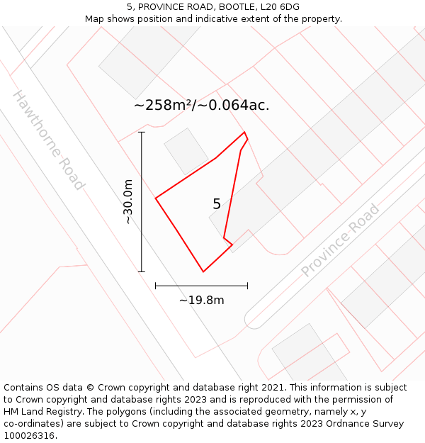 5, PROVINCE ROAD, BOOTLE, L20 6DG: Plot and title map