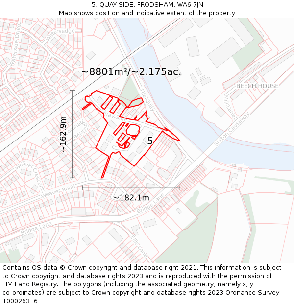 5, QUAY SIDE, FRODSHAM, WA6 7JN: Plot and title map