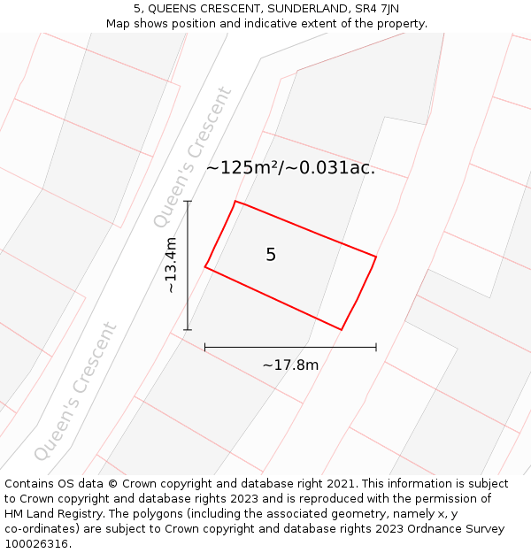 5, QUEENS CRESCENT, SUNDERLAND, SR4 7JN: Plot and title map