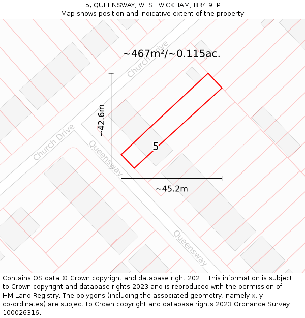 5, QUEENSWAY, WEST WICKHAM, BR4 9EP: Plot and title map