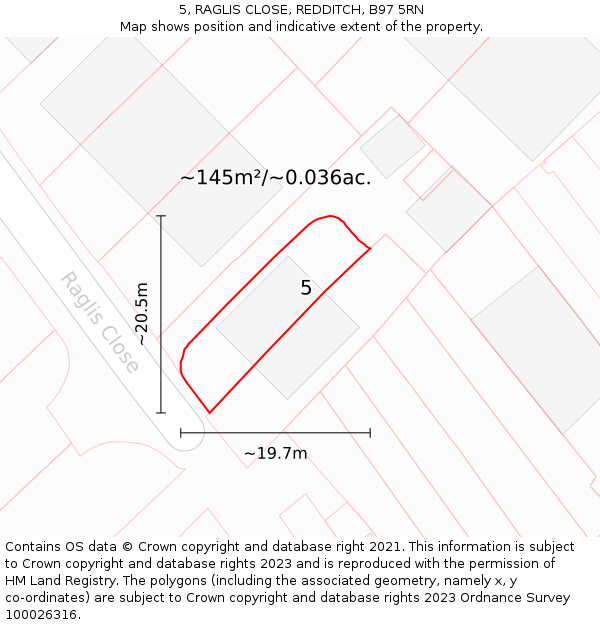 5, RAGLIS CLOSE, REDDITCH, B97 5RN: Plot and title map