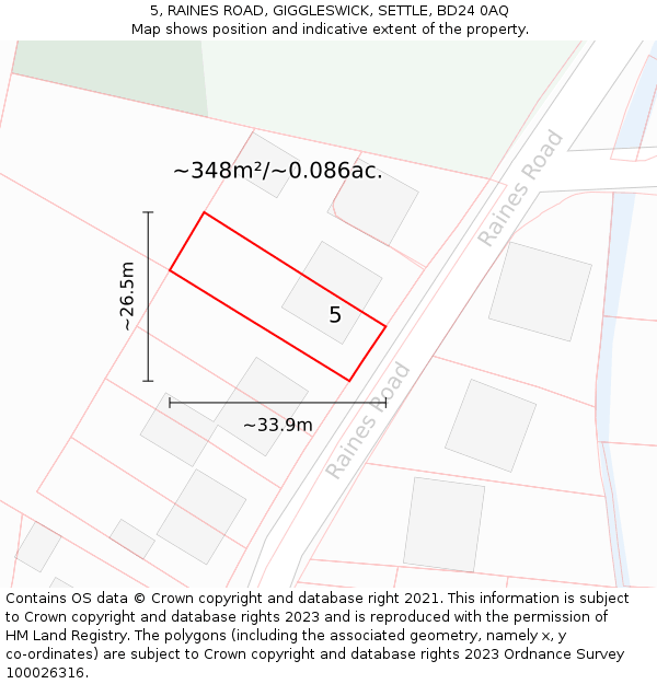 5, RAINES ROAD, GIGGLESWICK, SETTLE, BD24 0AQ: Plot and title map