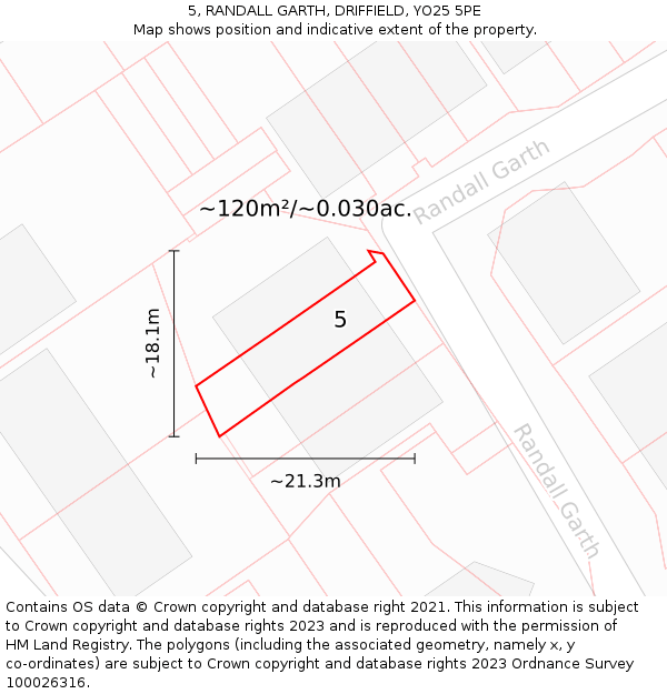 5, RANDALL GARTH, DRIFFIELD, YO25 5PE: Plot and title map