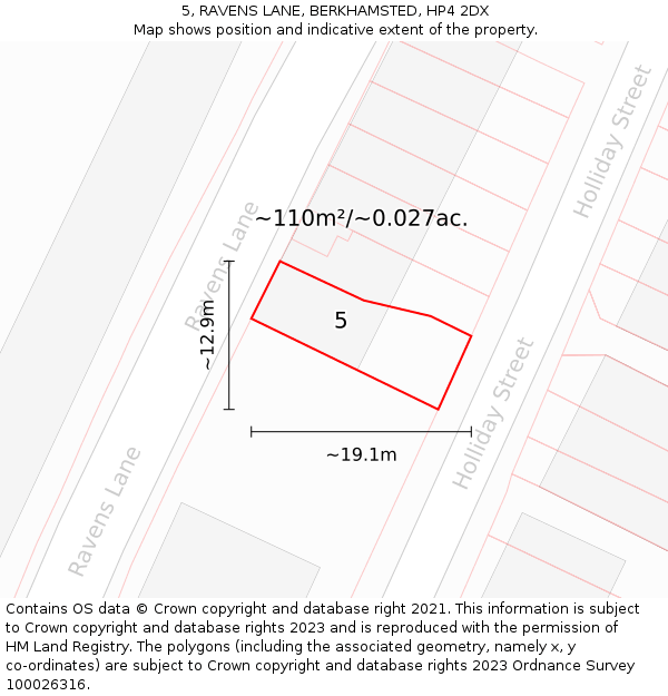 5, RAVENS LANE, BERKHAMSTED, HP4 2DX: Plot and title map