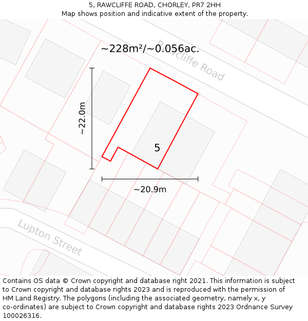 5, RAWCLIFFE ROAD, CHORLEY, PR7 2HH: Plot and title map