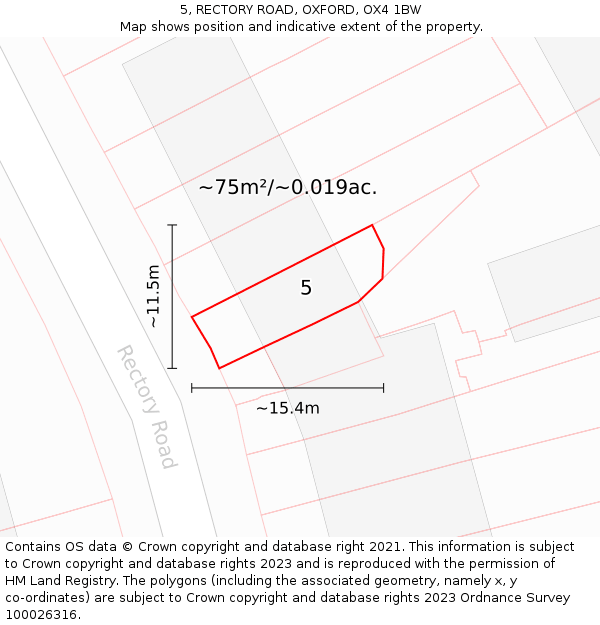 5, RECTORY ROAD, OXFORD, OX4 1BW: Plot and title map