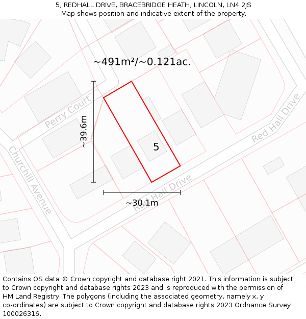 5, REDHALL DRIVE, BRACEBRIDGE HEATH, LINCOLN, LN4 2JS: Plot and title map